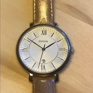 Fossil es3920set date watch leather band classic